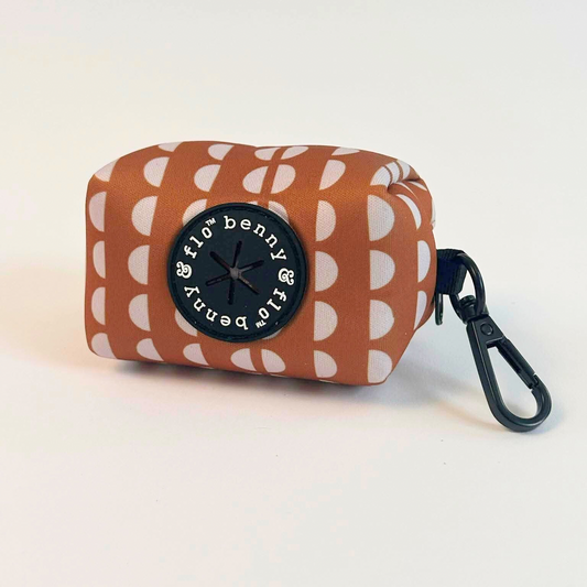 Brown and white gingerbread patterned dog poop bag holder | Gingerbread | Benny & Flo West Midlands