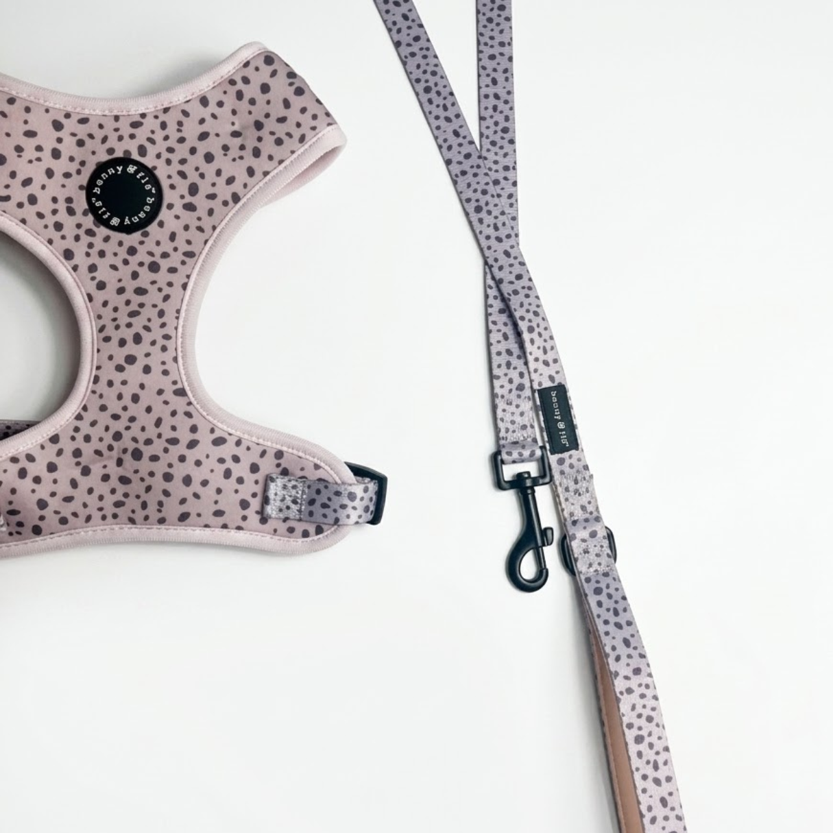 Pink and grey spotted dog lead | Dalmatian Dream | Benny & Flo West Midlands